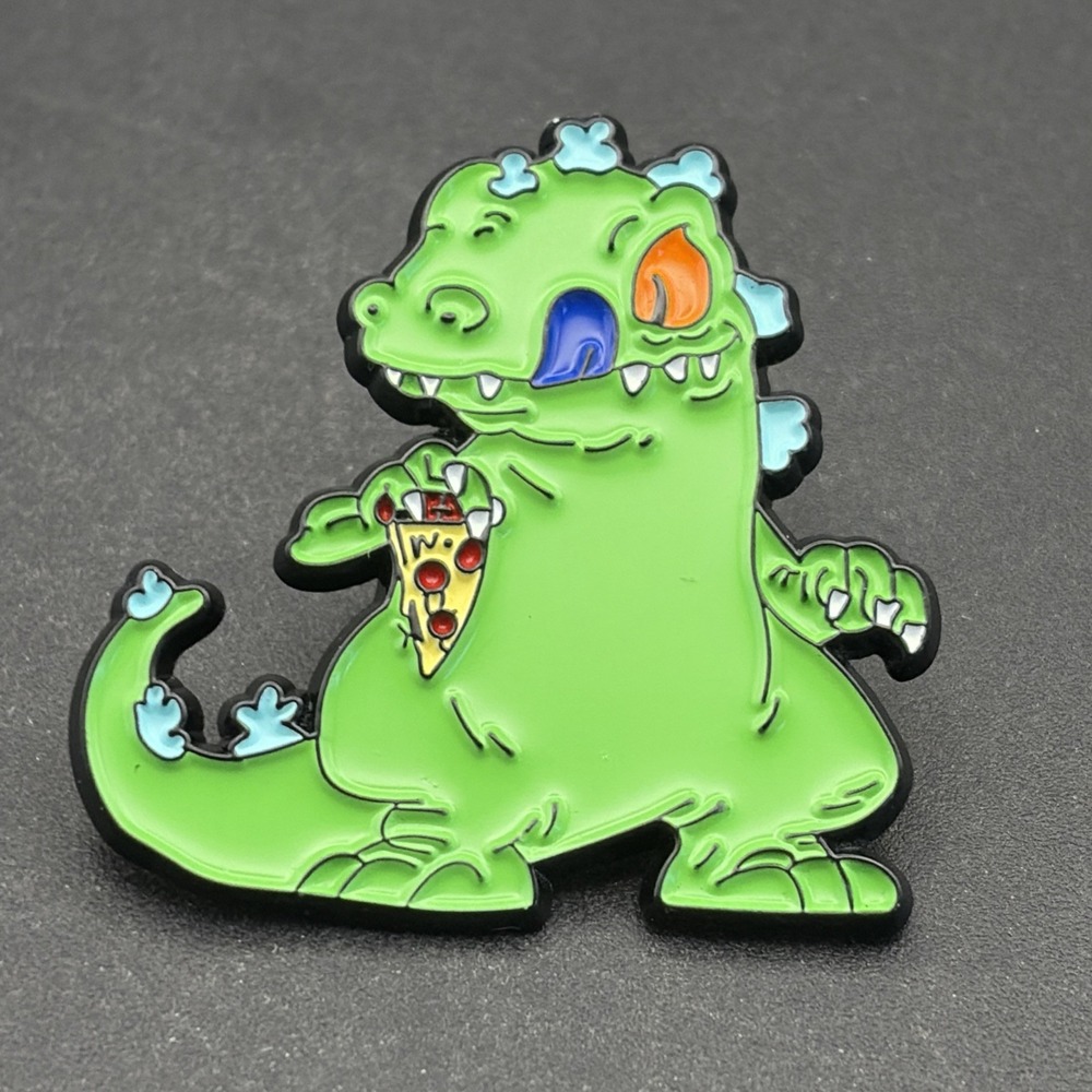 Nickelodeon Rugrats Reptar Holding Pizza Slice Lapel Hat Pin